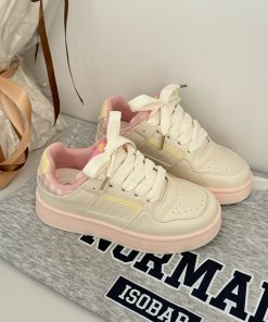 Women's Korean Style Chic Platform Sneakers - Thick-Soled White Casual Shoes for Spring 2025, Versatile Niche Design