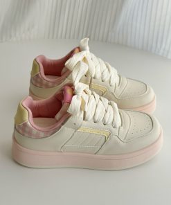 Women's Korean Style Chic Platform Sneakers - Thick-Soled White Casual Shoes for Spring 2025, Versatile Niche Design