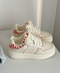 Women's Korean Style Chic Platform Sneakers - Thick-Soled White Casual Shoes for Spring 2025, Versatile Niche Design