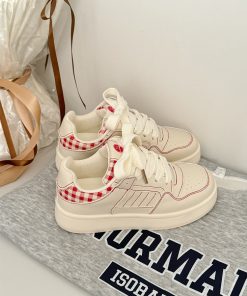 Women's Korean Style Chic Platform Sneakers - Thick-Soled White Casual Shoes for Spring 2025, Versatile Niche Design