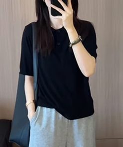 Women's Korean Style Slim-Fit Lapel Top and Age-Reducing Wide-Leg Pants Two-Piece Set - Summer 2025 Fashion Outfit