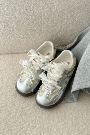 Women's Lace Bow Training Shoes - Breathable Versatile Casual Sneakers for 2025, Perfect for Sports & Everyday Wear