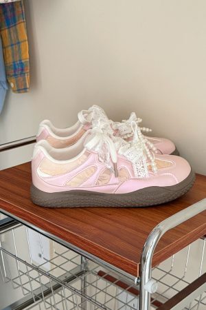 Women's Lace Bow Training Shoes - Breathable Versatile Casual Sneakers for 2025, Perfect for Sports & Everyday Wear