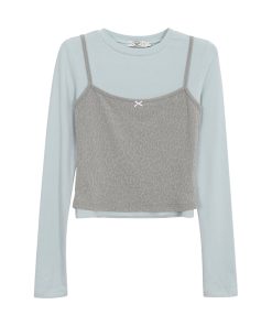 Women's Long Sleeve Fitted Two-Piece T-Shirt - Spring 2025 Style, Slimming and Versatile, Perfect for Casual or Layering