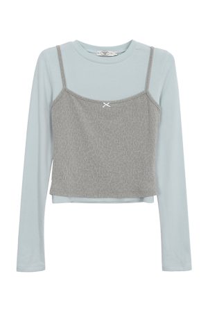 Women's Long Sleeve Fitted Two-Piece T-Shirt - Spring 2025 Style, Slimming and Versatile, Perfect for Casual or Layering