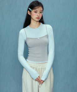 Women's Long Sleeve Fitted Two-Piece T-Shirt - Spring 2025 Style, Slimming and Versatile, Perfect for Casual or Layering