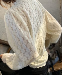 Women's Long-Sleeve Half-High Collar Hollowed-Out Lace Top, Thickened Brushed Fabric, Stylish Autumn Winter Fashion