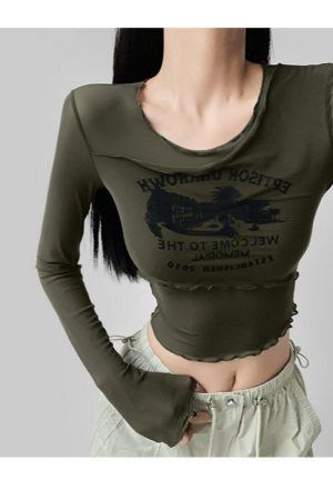 Women's Long Sleeve Irregular Cover-Up T-Shirt - Slim Fit, Thin Flattering Mesh Layer for Early Autumn 2025 Style