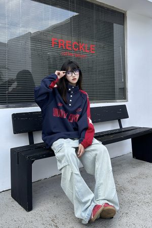 Women's Loose American Retro Stand Collar Button Sweatshirt - Trendy Niche Meilade Jacket in Vintage Style