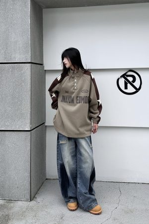 Women's Loose American Retro Stand Collar Button Sweatshirt - Trendy Niche Meilade Jacket in Vintage Style