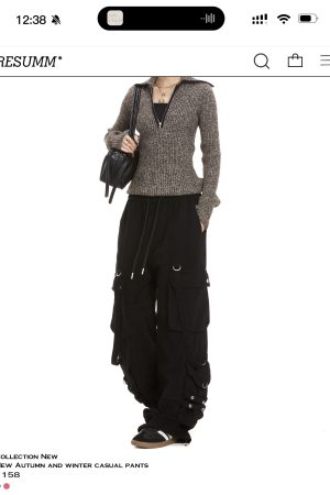 Women's Loose Fit Rose Red Dance Pants - Straight Leg Hip-Hop Casual Trousers with Big Pockets - American Style Fashion