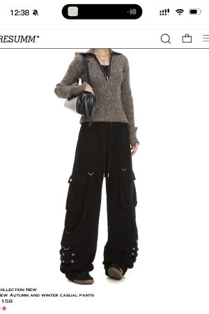 Women's Loose Fit Rose Red Dance Pants - Straight Leg Hip-Hop Casual Trousers with Big Pockets - American Style Fashion