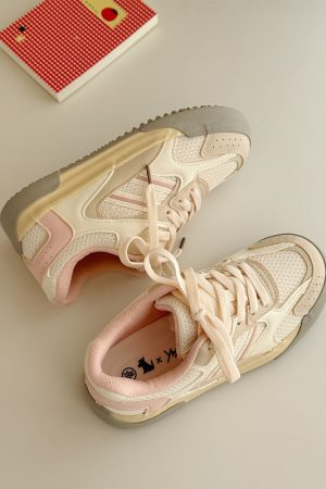 Women's Mesh Breathable Sneakers - Soft Sole Casual Sports Shoes, Versatile White Style for 2025, Trendy Comfort Footwear