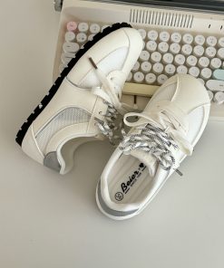 Women's Mesh Puff Sneakers - Breathable Single-Layer Training Shoes for Summer 2025 - Lightweight White Sneakers