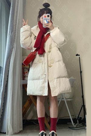 Women's Mid-Length Hooded Down Jacket 2025 - Winter White Toggle Coat in Popular Goose Yellow