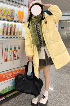 Women's Mid-Length Hooded Down Jacket 2025 - Winter White Toggle Coat in Popular Goose Yellow