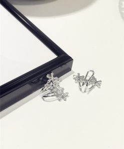 Women's Non-Pierced Diamond-Inlaid Butterfly Flower Metal Ear Clips - Fairy Sweet Temperament Cute Earrings