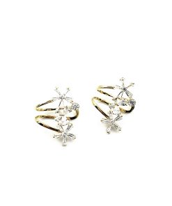 Women's Non-Pierced Diamond-Inlaid Butterfly Flower Metal Ear Clips - Fairy Sweet Temperament Cute Earrings