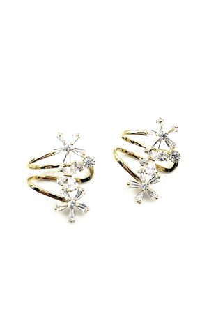 Women's Non-Pierced Diamond-Inlaid Butterfly Flower Metal Ear Clips - Fairy Sweet Temperament Cute Earrings