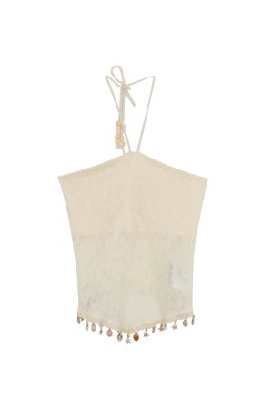 Women's Off-Shoulder Tassel Spliced Strapless Top - Summer 2025 Pure Desire Style - Trendy Y2K Camisole for Weekend Wear