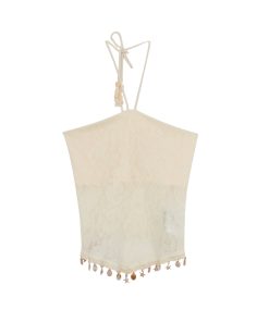 Women's Off-Shoulder Tassel Spliced Strapless Top - Summer 2025 Pure Desire Style - Trendy Y2K Camisole for Weekend Wear