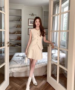 Women's Old Money Style Sleeveless Slim Vest Set - Small Fragrant Wind Suit Outerwear Top