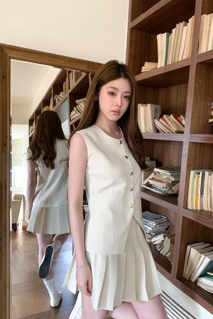 Women's Old Money Style Sleeveless Slim Vest Set - Small Fragrant Wind Suit Outerwear Top