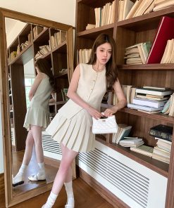 Women's Old Money Style Sleeveless Slim Vest Set - Small Fragrant Wind Suit Outerwear Top