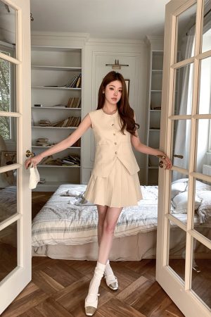 Women's Old Money Style Sleeveless Slim Vest Set - Small Fragrant Wind Suit Outerwear Top
