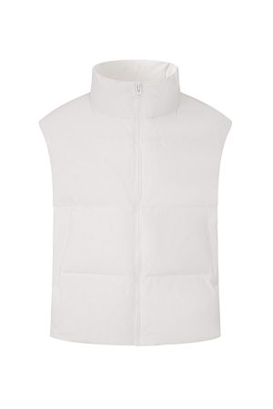 Women's Oversized Down Vest - Trendy Lightweight Sleeveless Jacket with Stand Collar and Zipper for Autumn Winter Fashion