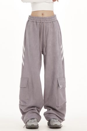 Women's Oversized Draped Straight-Leg Joggers - American Streetwear Wide-Leg Casual Pants for Workwear & High Street Fashion