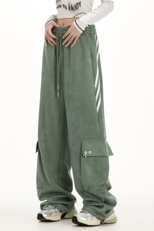 Women's Oversized Draped Straight-Leg Joggers - American Streetwear Wide-Leg Casual Pants for Workwear & High Street Fashion