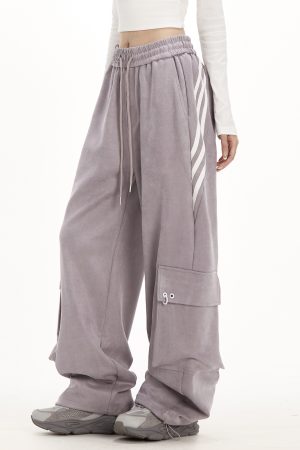 Women's Oversized Draped Straight-Leg Joggers - American Streetwear Wide-Leg Casual Pants for Workwear & High Street Fashion