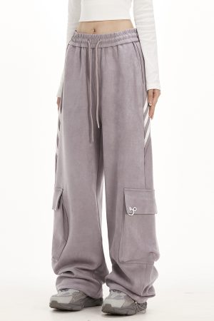 Women's Oversized Draped Straight-Leg Joggers - American Streetwear Wide-Leg Casual Pants for Workwear & High Street Fashion