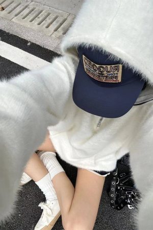 Women's Oversized Mohair Knitted Half-Zip Hoodie - Pumpkin Color, Cozy Sweater for Autumn Winter, Trendy Casual Style