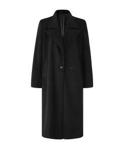Women's Oversized Woolen Coat with Structured Shoulder Pads, Long Sleeve, Minimalist Texture, Warm Winter Style
