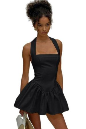 Women's Pleated Mini Camisole Dress with Splicing - Sexy High-Waisted A-Line Skirt, European American Style, 2025