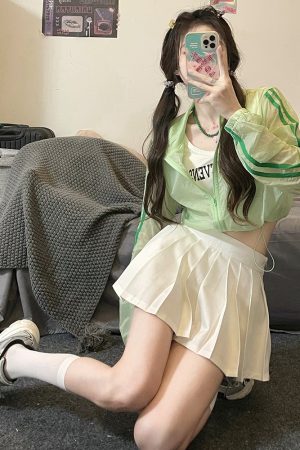 Women's Pudding Bear JK Sun Protection Jacket, Lightweight & Breathable, Pink & White, Cute Summer Style for Outdoor Wear