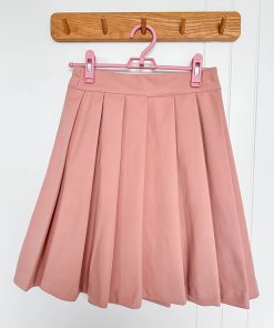 Women's Pudding Bear JK Uniform Woolen Set - Pink & White Autumn Winter Top with Navy Collar - Cute Best Friend Outfit