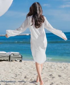 Women's Pullover Bikini Swimsuit Cover-Up Jacket - Sun Protection Outerwear for Beach, Seaside, and Hot Springs - Vacation Essential