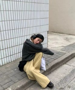 Women's Pumpkin Knitted Sweater - Coarse Texture, Comfortable Round Neck, Trendy Instagram Style