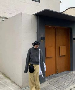 Women's Pumpkin Knitted Sweater - Coarse Texture, Comfortable Round Neck, Trendy Instagram Style