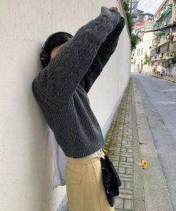 Women's Pumpkin Knitted Sweater - Coarse Texture, Comfortable Round Neck, Trendy Instagram Style