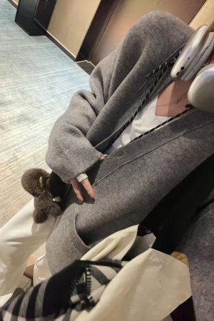 Women's Pumpkin Spicy V-Neck Loose Thick Wool Cardigan Sweater - Korean Style Cozy Jacket for Casual Couple's Fashion
