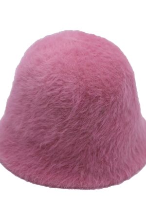 Women's Rabbit Fur Bucket Hat - Plush Fisherman's Style, Warm and Versatile Winter Accessory for Round Faces, Trendy Korean Fashion