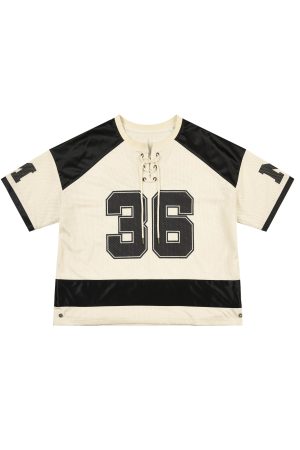 Women's Retro Ice Hockey Jersey - Embroidered Double Satin Mesh Short Sleeve T-shirt for a Sporty Y2K Look
