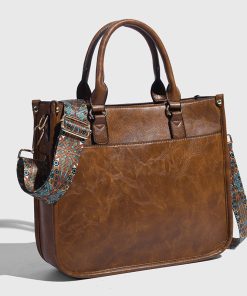 Women's Retro Tote Bag, Fashionable Versatile Shoulder Bag with Wide Strap, Stylish Crossbody Bag for Everyday Use