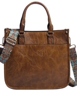 Women's Retro Tote Bag, Fashionable Versatile Shoulder Bag with Wide Strap, Stylish Crossbody Bag for Everyday Use