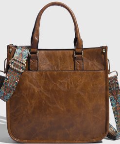Women's Retro Tote Bag, Fashionable Versatile Shoulder Bag with Wide Strap, Stylish Crossbody Bag for Everyday Use