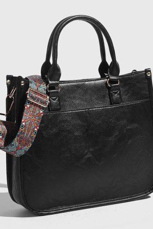 Women's Retro Tote Bag, Fashionable Versatile Shoulder Bag with Wide Strap, Stylish Crossbody Bag for Everyday Use